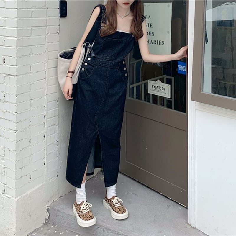 S-4XL】デニムサスペンダースカート サロペット デニム