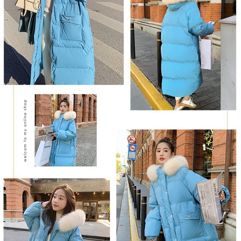 ファーフード付き ロングダウンジャケット ダウンコート ダウン