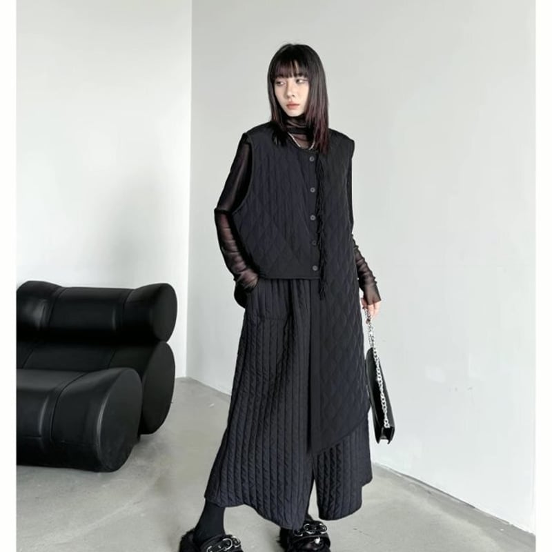 RNA-N キルティング　ロングベスト　ジレ　黒 RNA-N キルティング ロングベスト ジレ 黒の通販はau PAY マーケット