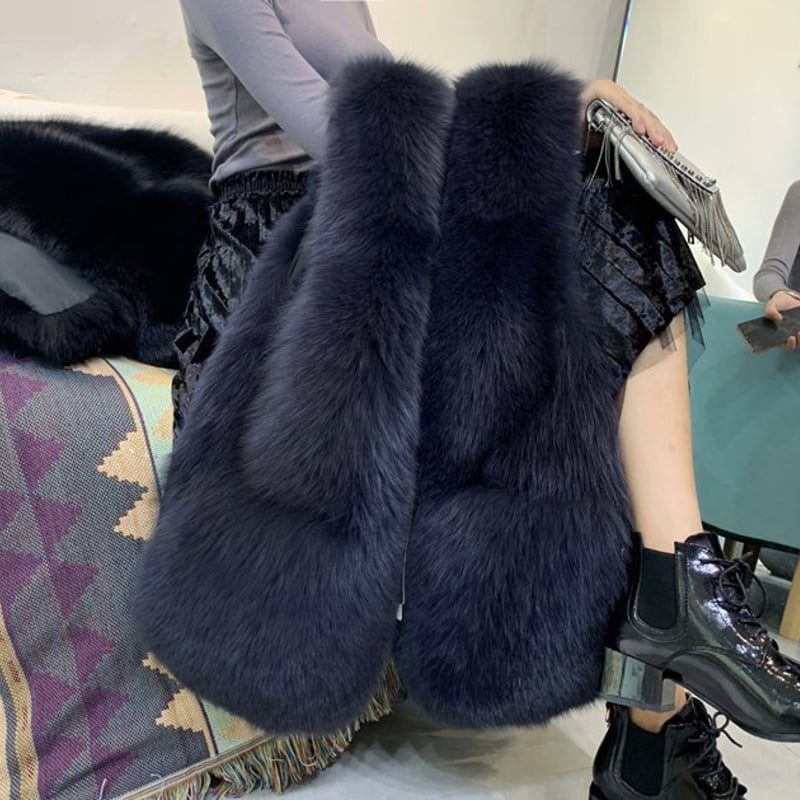 大人気】ファーベスト レディース 毛皮ベスト ゴージャスファーベスト