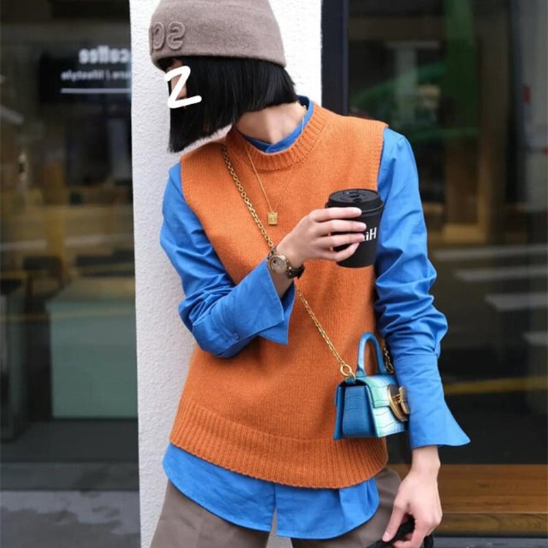 Blue Blue スリーピース 上下セットアップ 上着とベスト2 パンツ1 Blue