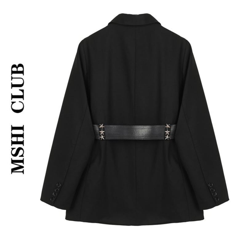 ベルト付き】ブラックジャケット ジャケット スーツ 秋 冬 モード系