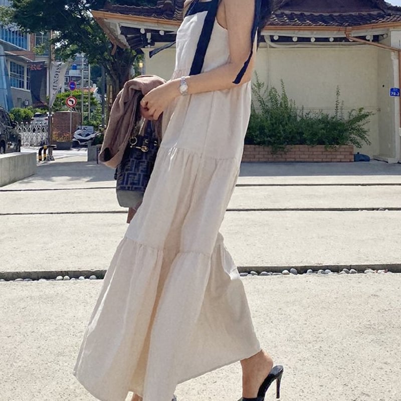 肩紐リボンワンピース ノースリーブワンピース ワンピース 肩紐リボンワンピース ノースリーブワンピース ワンピース