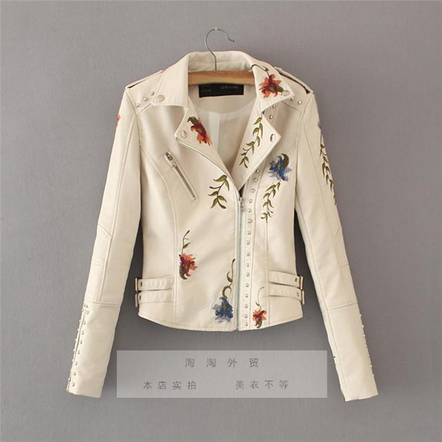 美品✨EMBA レザージャケット　フラワーカットワーク　ワイドシングルライダース フラワー刺繍ライダースジャケット ライダースジャケット PUレザー