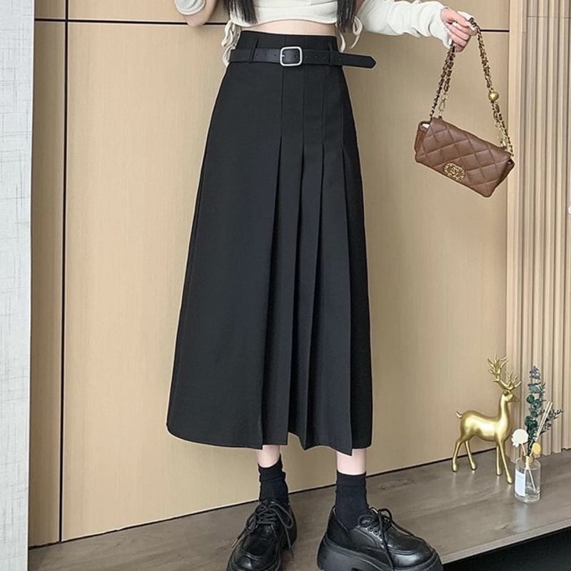 HACHYARDS ハーフプリーツスカート M ブラック新品未使用品 ハーフプリーツチェックスカート[品番：FROW0001530]｜by muni:r