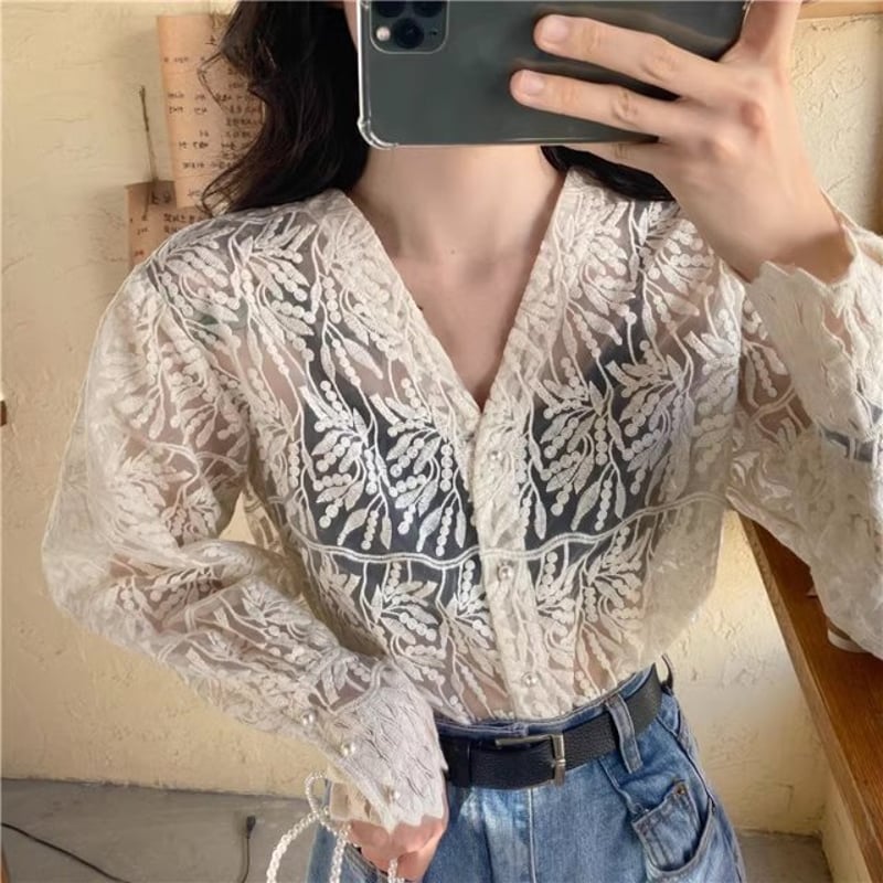 カデュネ　ドット刺繍シアーブラウスレイヤードTシャツ 楽天市場】ブラウス カットソー シアーブラウス トップス 長袖