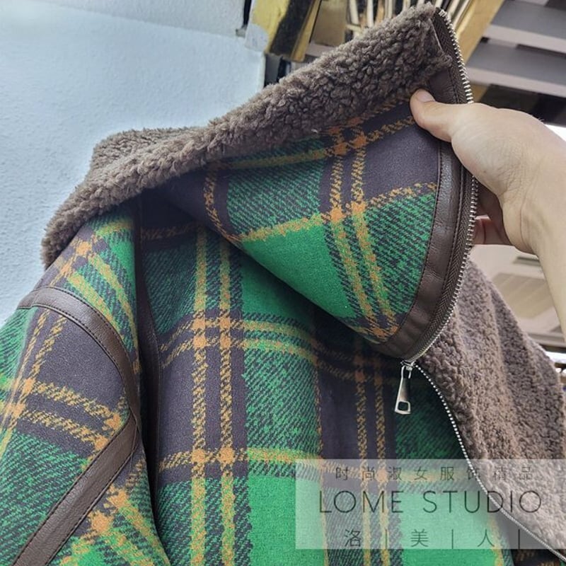 チェック柄 ボアウールジャケット ボアウールコート ジャケット コート