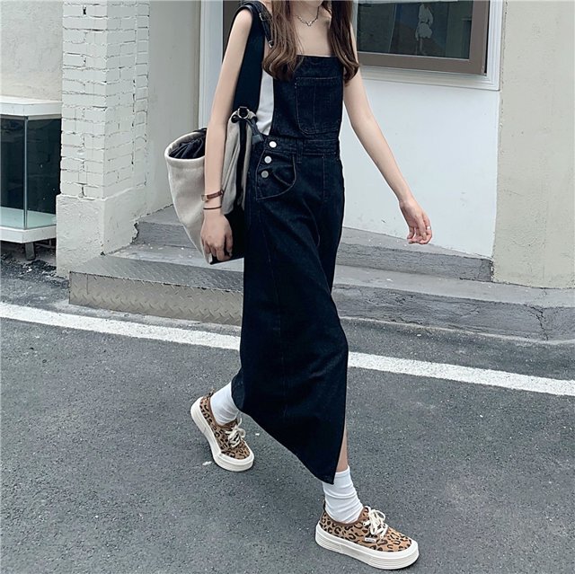 S-4XL】デニムサスペンダースカート サロペット デニム