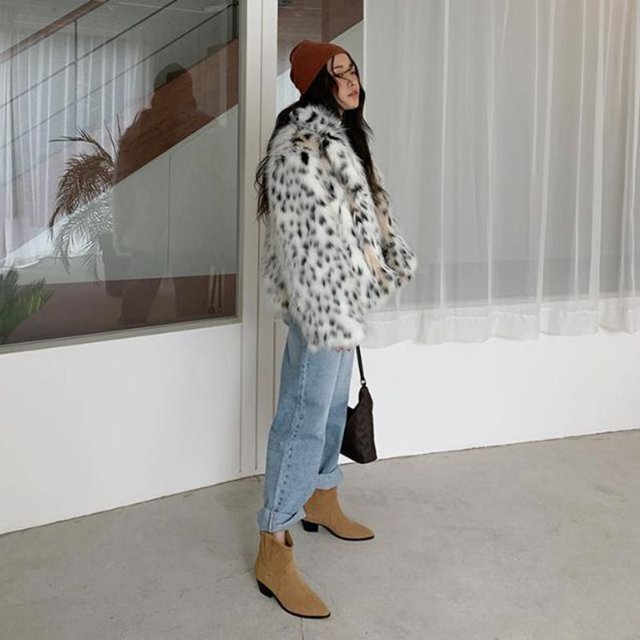 moussy ファーコートヒョウ柄レオパードボアミドルコートギャル