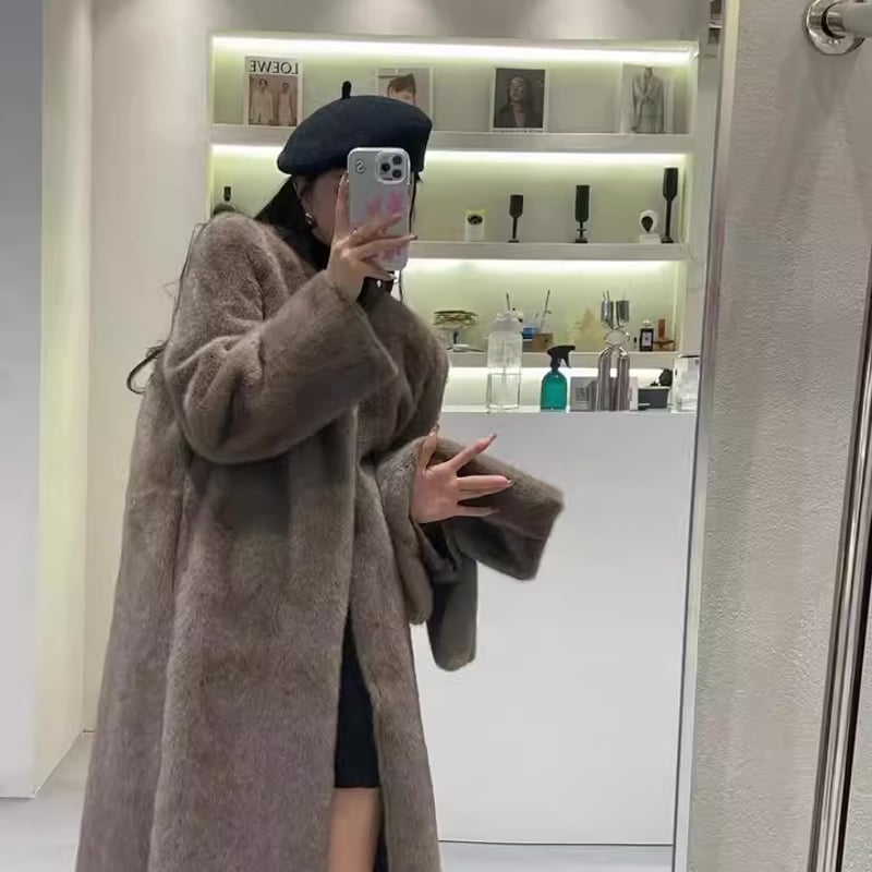 エコファーロングコート レディース ロング丈 もこもこ ロングコート