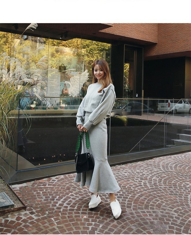 セットアップ】スウェット＋マーメイドスカート ニットアップ