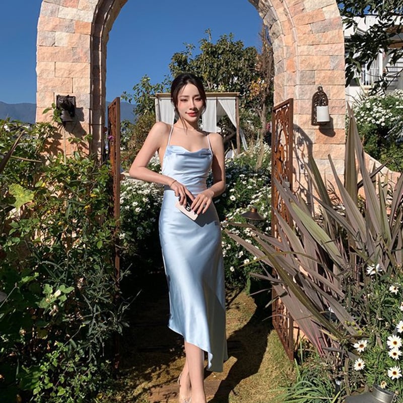 サテンキャミソールワンピース サマーワンピ サテンワンピース