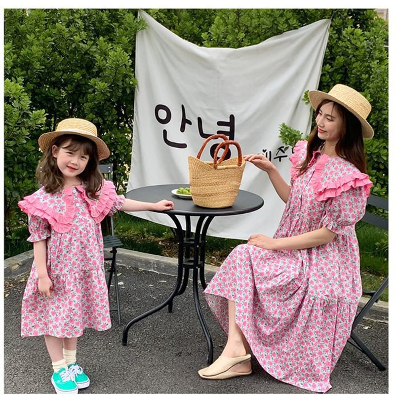 SET価格☆【親子コーデ】親子 ペアコーデ 双子コーデ ツイン 花柄
