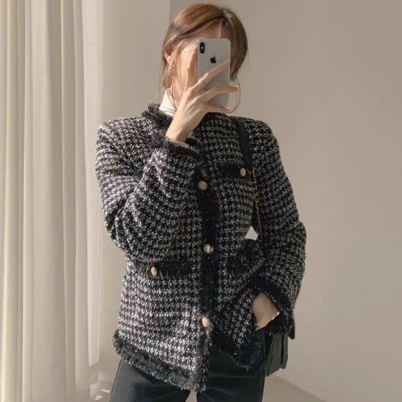 ❣️人気作 ♡ Alice+Olivia 千鳥格子ジャケット 新品♡　309 千鳥格子ジャケット 裏ボア ジャケット レディース 入学式