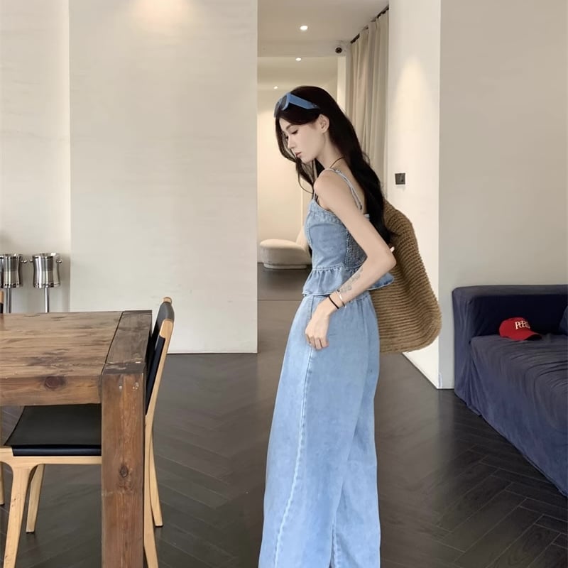 セットアップ】デニムセットアップ 上下セット キャミソール セットアップ】デニムセットアップ 上下セット キャミソール