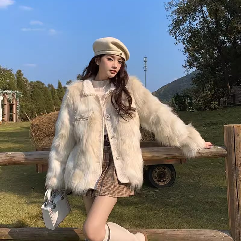 ツイードファージャケット ハートボタン ツイードジャケット