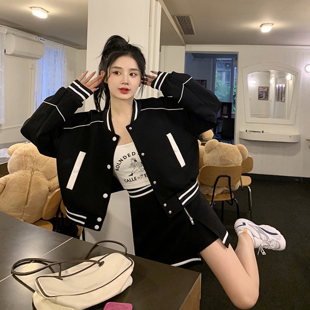 セットアップ】スタジャン＋ミニスカート ブルゾン スカート