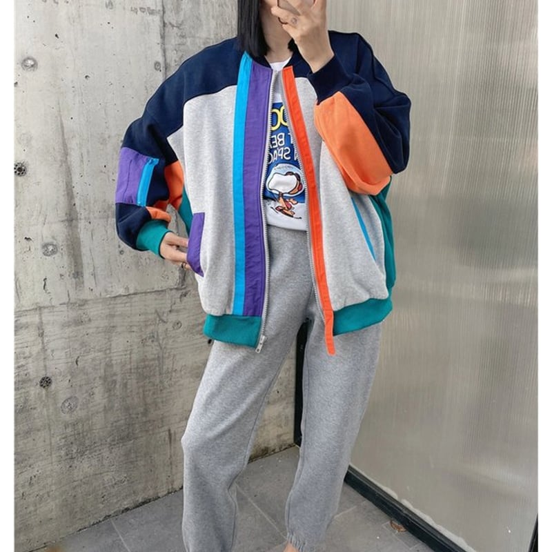 トリコロールカラー ジャケット ブルゾン スポーツカーディガン  