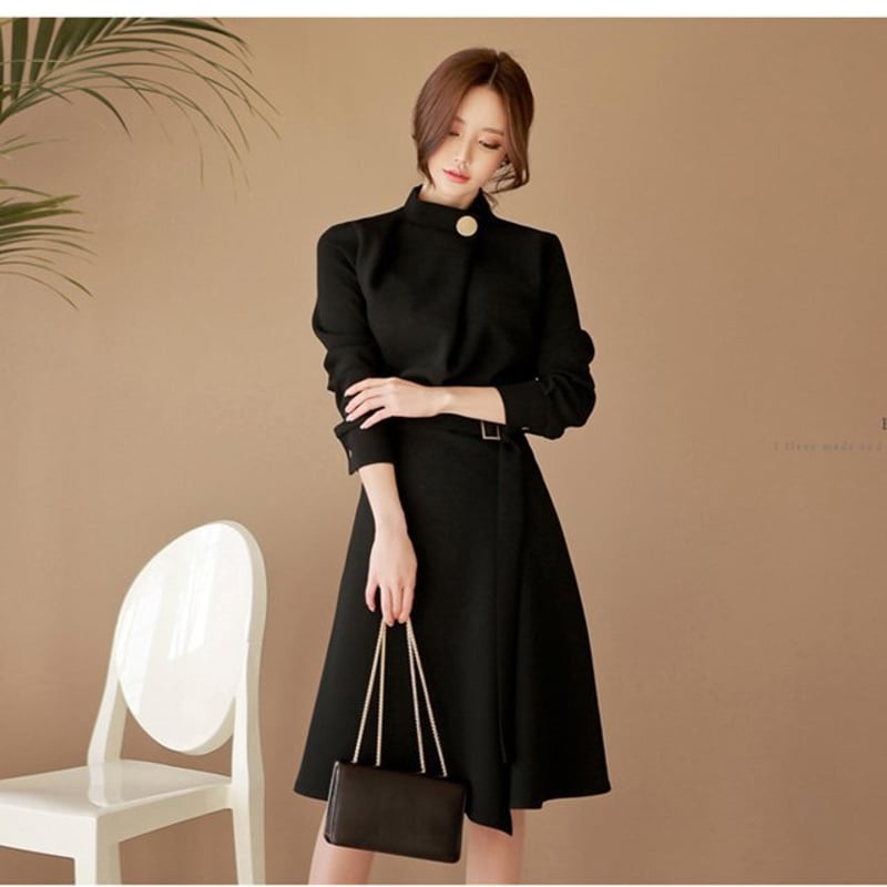 ワンピース 膝丈 ワンピ レディース キレイめ 長袖 ワンピース