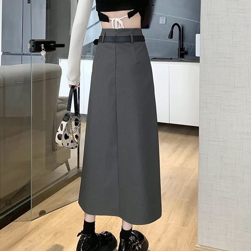 ハーフプリーツスカート ミモレスカート プリーツスカート ブラック  