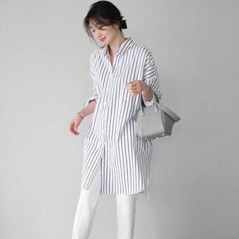 ロング シャツワンピース 綿麻 長袖 きれいめ ゆったり 着痩せ A726