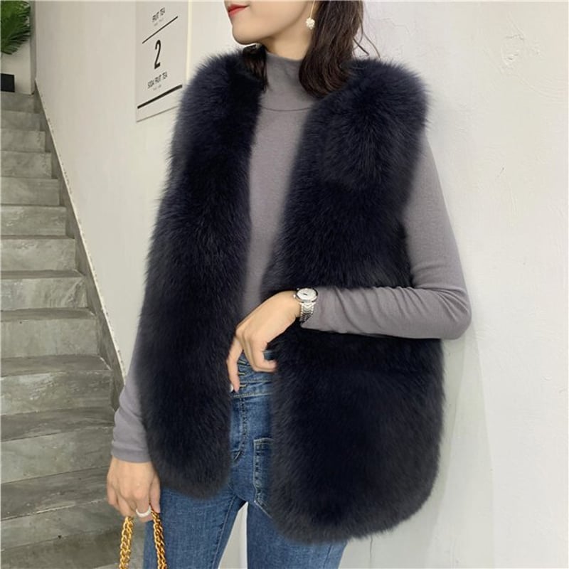 大人気】ファーベスト レディース 毛皮ベスト ゴージャスファーベスト