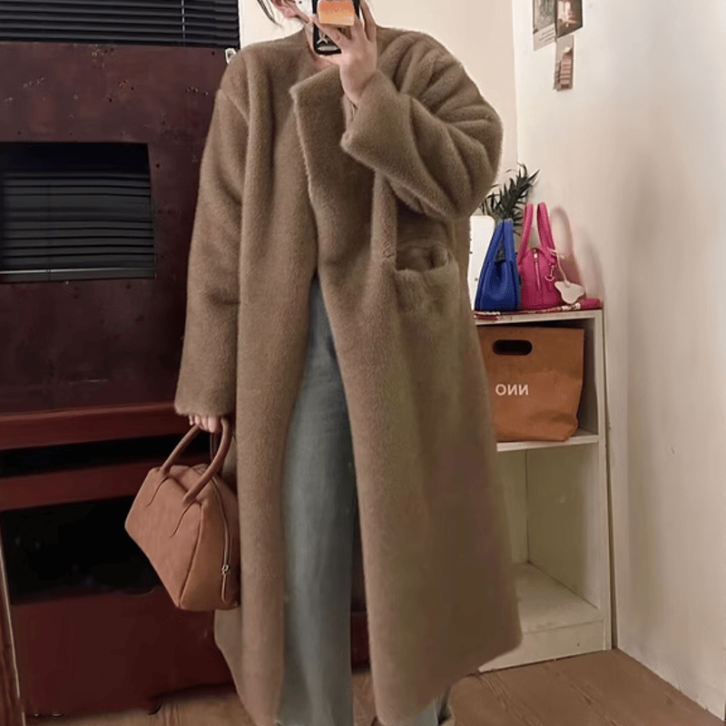 エコファーロングコート レディース ロング丈 もこもこ ロングコート