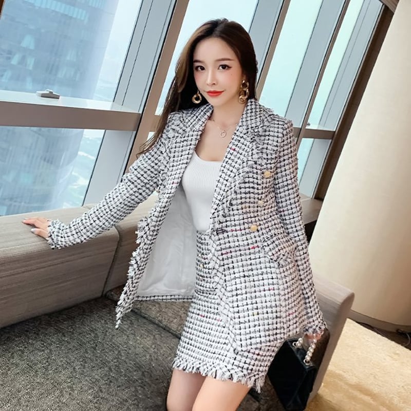 セットアップ】ツイード スーツジャケット＋スカート 2カラー A890