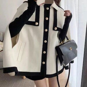 モノトーンケープコート ポンチョ ケープ. コート アウター