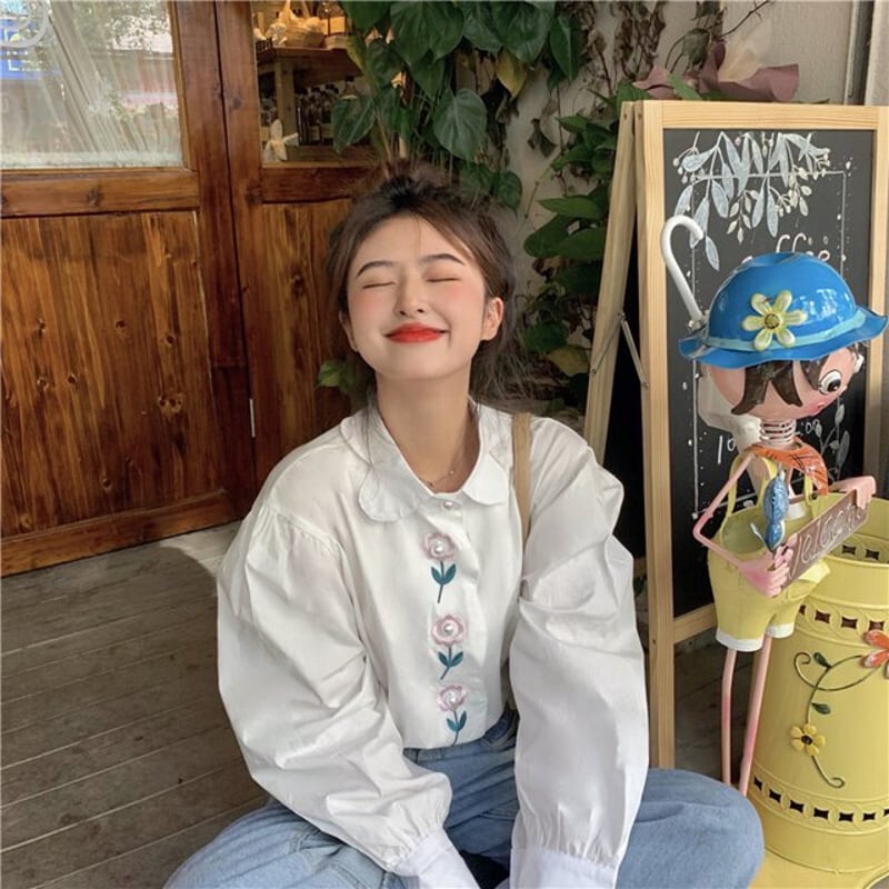 美品】mercibeaucoup, オーバーサイズ 花柄長袖シャツ ピンク 大きい