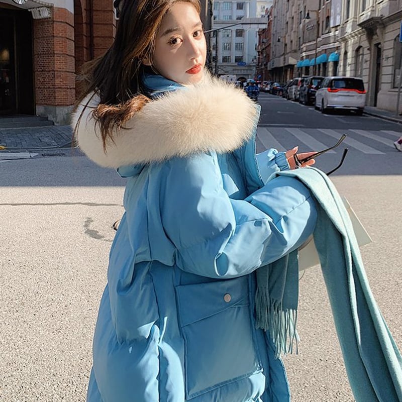 ファーフード付き ロングダウンジャケット ダウンコート ダウン