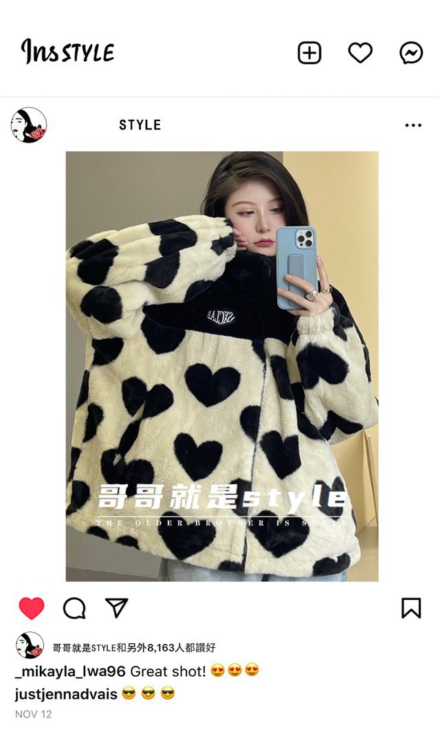 ハート柄 フリースジャケット フェイクファージャンパー ジャケット