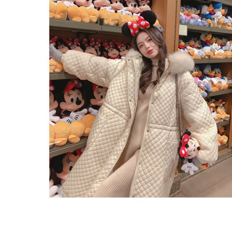 フードファー付き キルティング ダウンコート ダウンジャケット