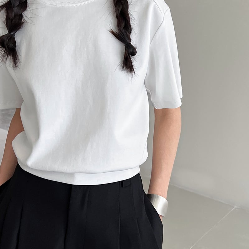 styling　バックオープンリブTシャツ ホワイト 半袖 styling バックオープンリブTシャツ ホワイト 半袖 - メルカリ