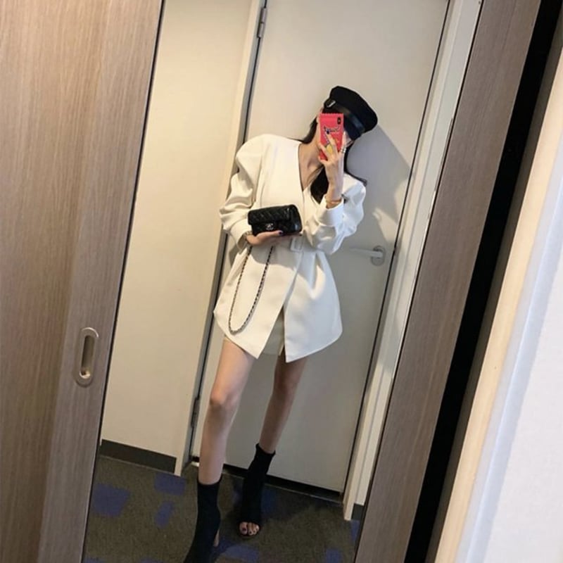 ベルト付き】バブルスリーブジャケット レディース スーツ