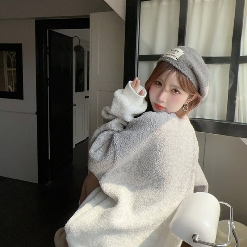 グラデーションボアニットセーター プルオーバー ニット セーター ボア