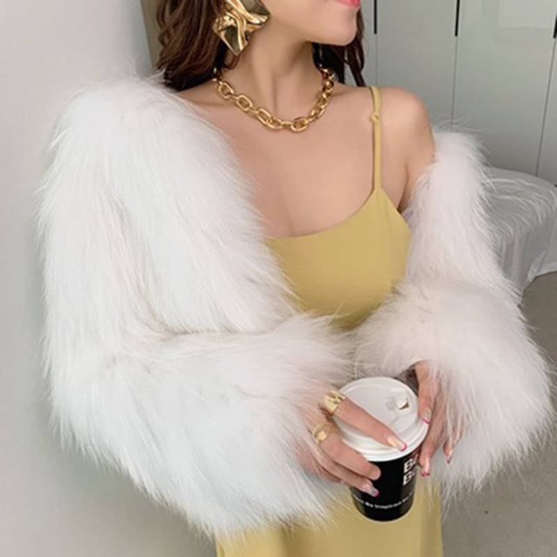 ファーコート 毛皮コート ボリュームファー ノーカラー シャギー ファーコート 毛皮コート ボリュームファー ノーカラー シャギー
