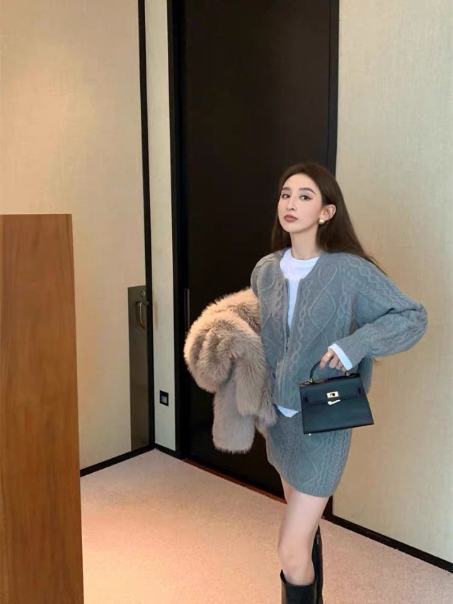 セットアップ】ケーブル編み ニットカーディガン＋ニット