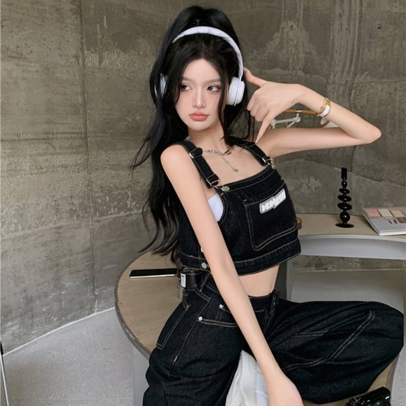 セットアップ】デニムビスチェ＋ストレートジーンズ 上下セット set up