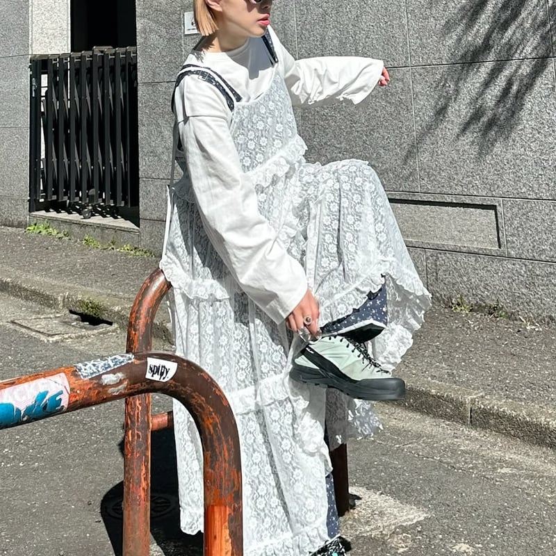 花柄刺繍レースキャミソールワンピース レースキャミワンピース キャミ