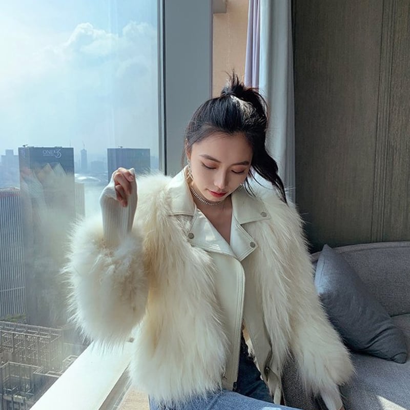 GYDA グレー ファーライダースジャケット ジェイダ GYDA レイヤード