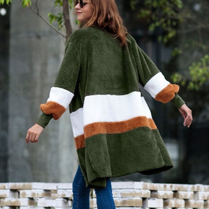 大きい フェイクファー ロング カーディガン 長袖 カジュアル 可愛い 
