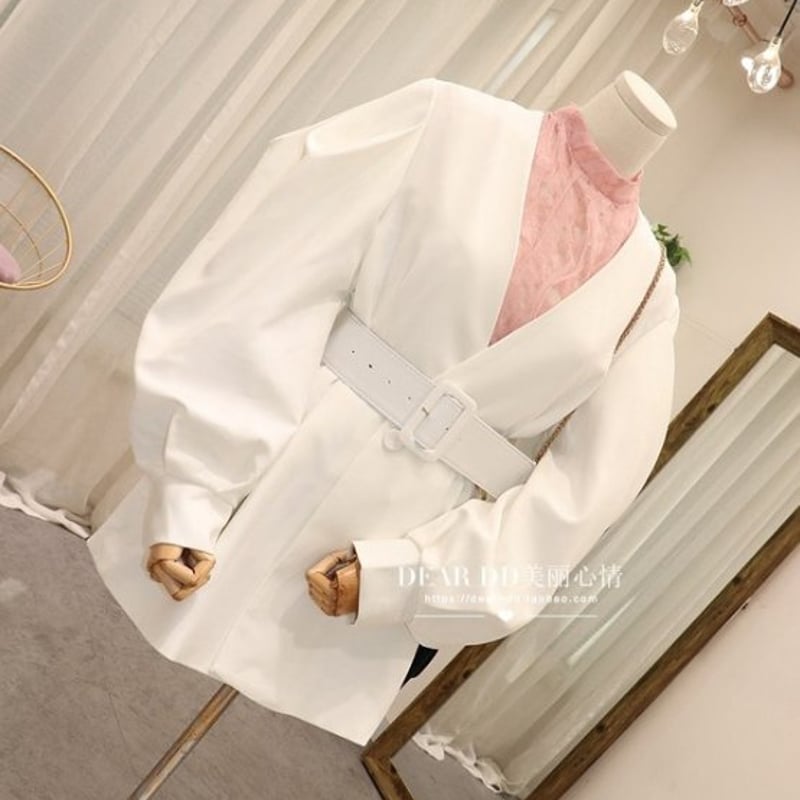 ベルト付き】バブルスリーブジャケット レディース スーツ