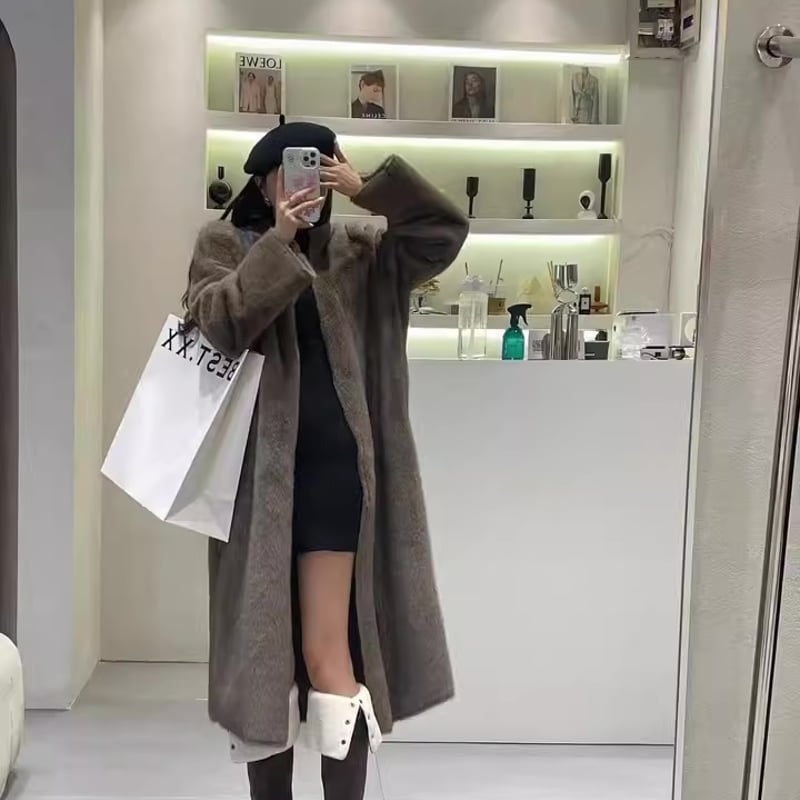 ダイアグラム　エコファーロングコート34ピンクブラウン ダイアグラム エコファーロングコート34ピンクブラウン ダイアグラム