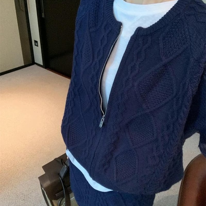 セットアップ】ケーブル編み ニットカーディガン＋ニット