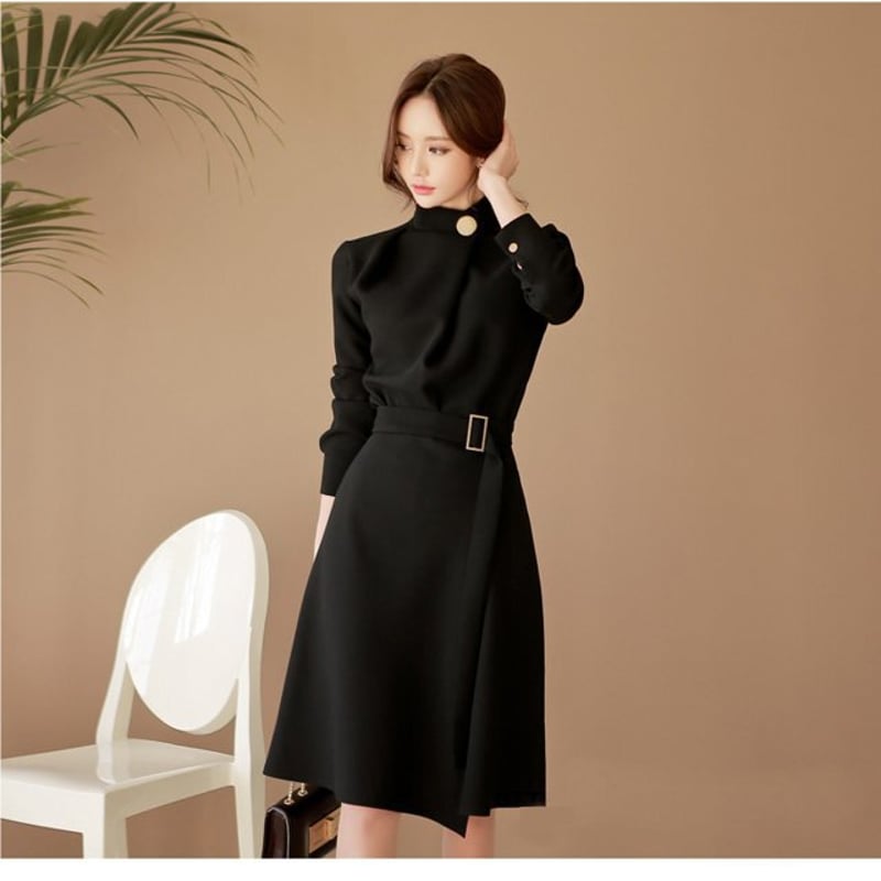 ワンピース 膝丈 ワンピ レディース キレイめ 長袖 ワンピース