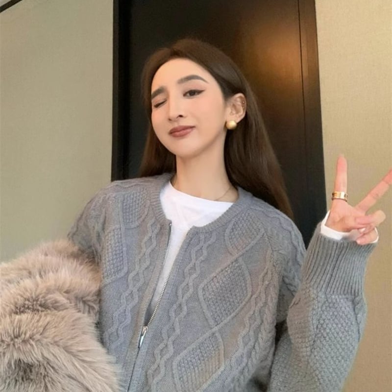 セットアップ】ケーブル編み ニットカーディガン＋ニット