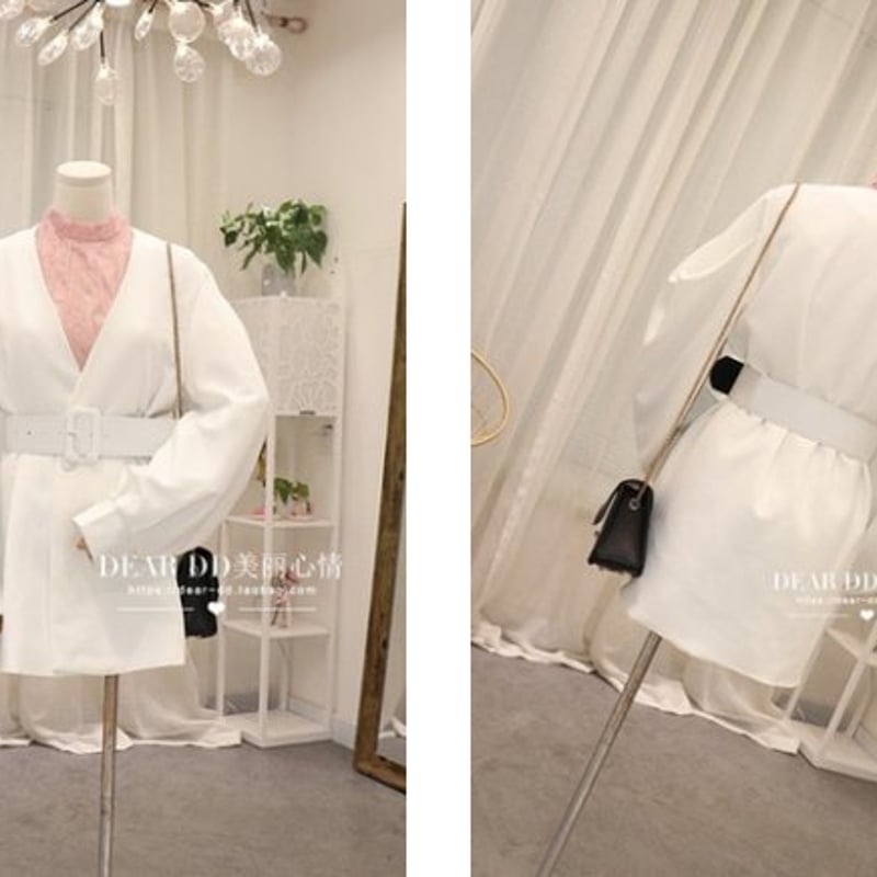 美品　heve ベルスリーブジャケット　アイボリー ベルト付き】バブルスリーブジャケット レディース スーツ