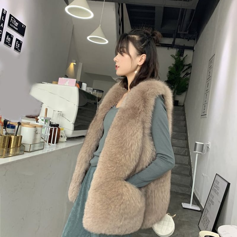 大人気】ファーベスト レディース 毛皮ベスト ゴージャスファーベスト