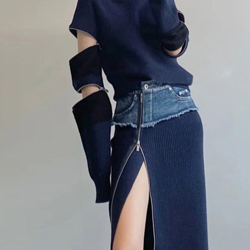 【新品タグ付き】上下セット　タートルネックセーター　スカート セットアップ ニット レディース 秋 冬 スカート タイト ニット